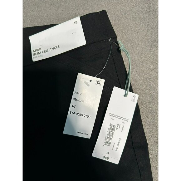 Liz Claiborne 18 April Black Flat Front Pull On Slim Leg Ankle - Picture 4 of 7